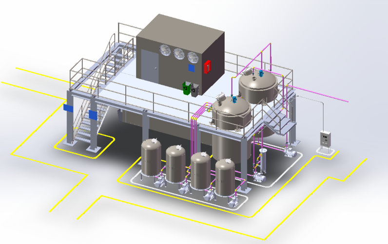 酸奶食品生产发酵工厂装置三维图